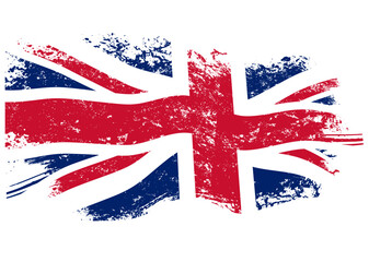 Flying British flag with a grunge effect, UK flag © KR Studio