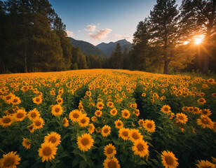 Obraz premium Blumenwiese mit Bergpanorama