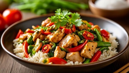  Delicious Asianinspired stirfry with chicken rice and vegetables