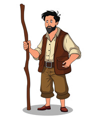 A character design of a short highted poor man