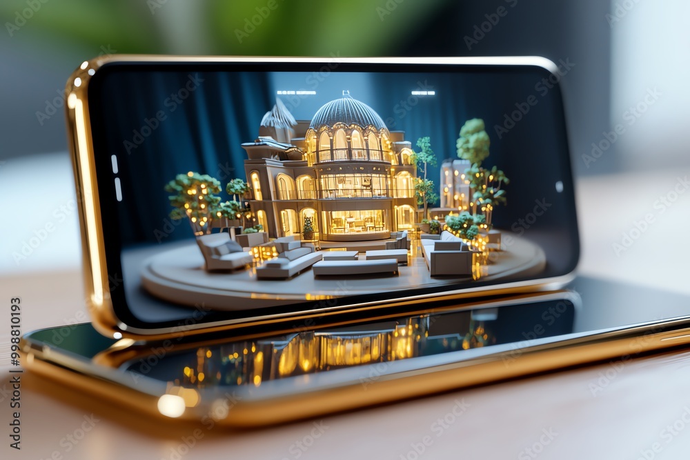 Aufkleber digital 3d model of a consumer home shopping experience, with virtual showrooms where users can expl