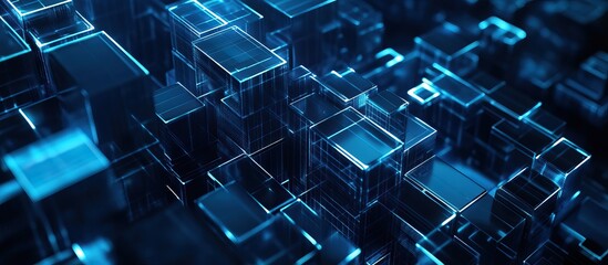 Obraz premium Abstract Digital Structure with Glowing Blue Lines