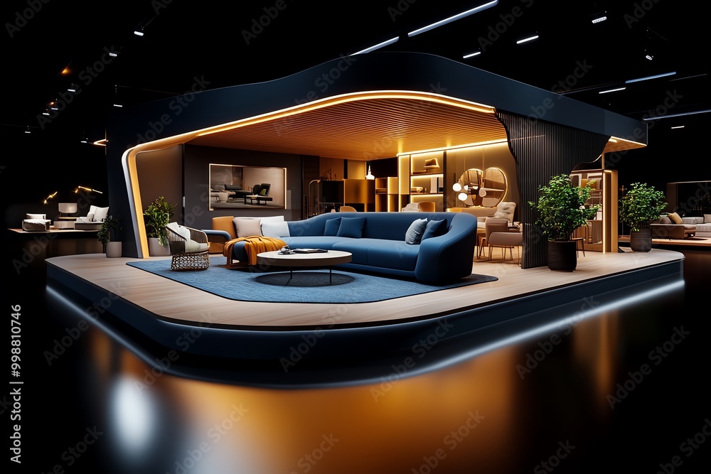Poster Digital 3D model of a consumer home shopping experience, with virtual showrooms where users can explore furniture and home dÃ©cor interactively