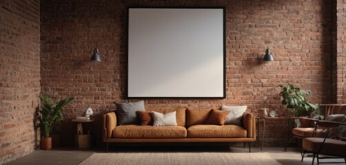 Mockup room for poster or painting in loft style interior, Photo Frame Mockup