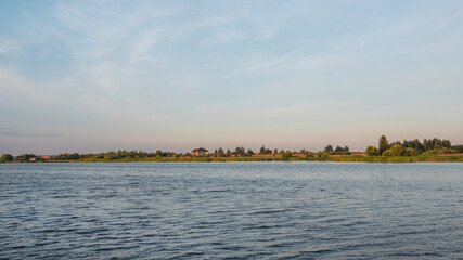 Sunset over the coastline.