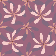 seamless pattern with pink narcissus, floral background, daffodil contour pattern