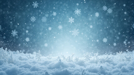 Naklejka premium Snowflakes gently falling in a wintery landscape at dusk