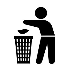 Container trash black bin isolated on white background