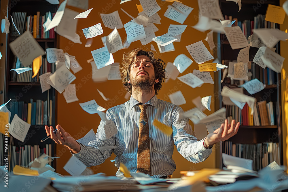 Poster a project manager juggling multiple to-do lists that seem to grow longer with every task they comple