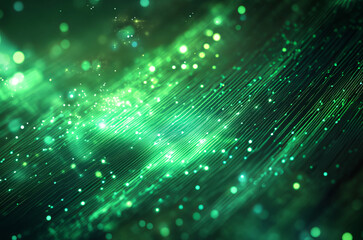 Naklejka premium Abstract green digital matrix background, data flow with copy space, digital data network, cyberspace internet coding concept 