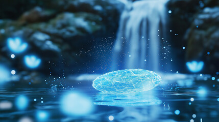 The waterfall symbolizes the flow of life, love, and creation, as the teacher’s presence brings peace to the natural world