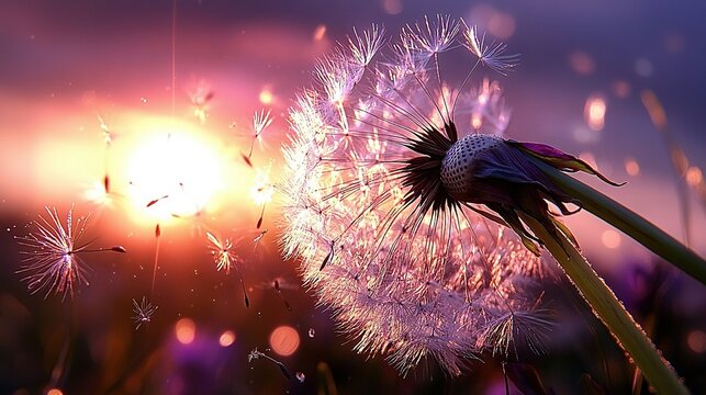  A clear close-up of a dandelion against a sunny background, without blurriness