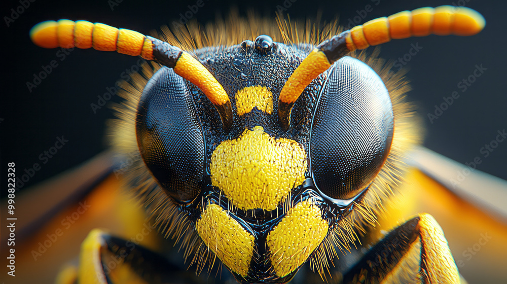 Poster macro view of a waspâ€™s body,