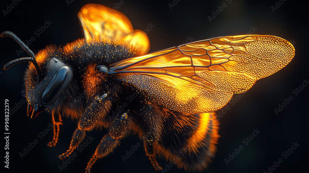 Poster macro shot of a bumblebeeâ€™s wings,