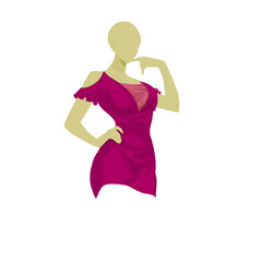 a mannequin or display statue of a woman's clothes in a model-style pose against a white background