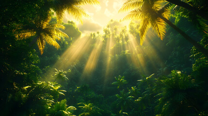 Fototapeta premium Lush Tropical Jungle in Taha'a