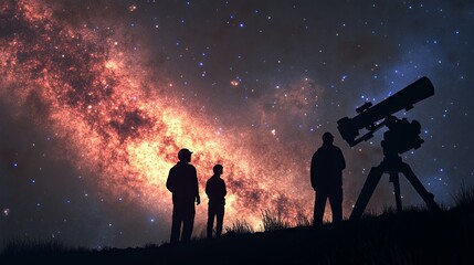 Fototapeta premium Astronomers monitor the sky and track objects in space using telescopes.