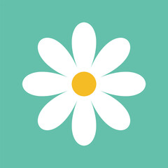 Chamomile icon . White daisy chamomile. Cute round flower plant collection. Growing concept. Love card symbol. Flat design. Vector illustration. EPS 10/AI