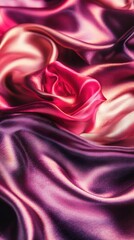 Fototapeta premium A close-up of a purple and pink fabric with wavy designs on both sides