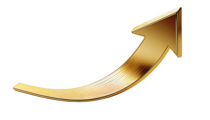 Gold up arrow success isolated on transparent background, golden economy stock profit chart icon.