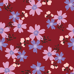 Abstract Digital Hand Drawn Seamless floral pattern background. ready for print digital flower textile allover design