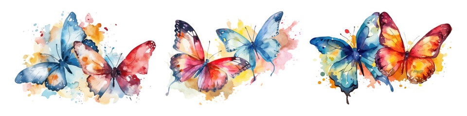 Watercolor butterflies. Butterfly vector illustration.
