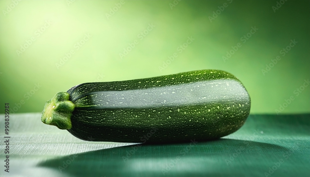 Wall mural whole zucchini on leaf green background