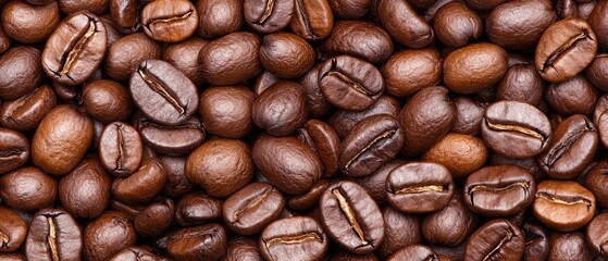 Fototapeta premium A mound of coffee beans with some in the center and a few more in the middle