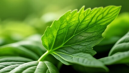  Vibrant green leaf closeup natures beauty