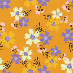 Abstract Digital Hand Drawn Seamless floral pattern background. ready for print digital flower textile allover design