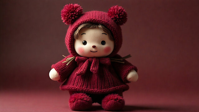 doll in autumn, winter clothes, kid toy