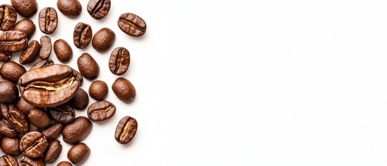 Naklejka premium Four piles of coffee beans stacked upon one another