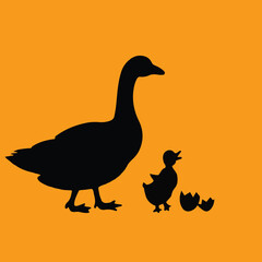 New Beginnings: silhouette  A Mother and Her Hatchling
