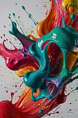 Dynamic Splash of Color: Vivid Paint in Motion with Glossy, Fluid Textures