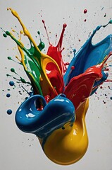 Dynamic Splash of Color: Vivid Paint in Motion with Glossy, Fluid Textures