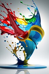 Dynamic Splash of Color: Vivid Paint in Motion with Glossy, Fluid Textures