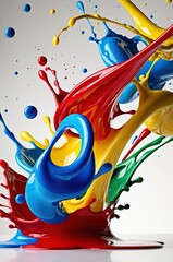 Dynamic Splash of Color: Vivid Paint in Motion with Glossy, Fluid Textures