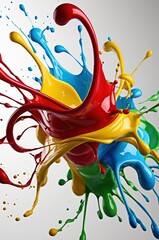 Dynamic Splash of Color: Vivid Paint in Motion with Glossy, Fluid Textures