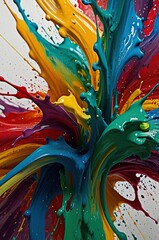 Dynamic Splash of Color: Vivid Paint in Motion with Glossy, Fluid Textures