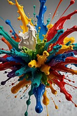 Dynamic Splash of Color: Vivid Paint in Motion with Glossy, Fluid Textures
