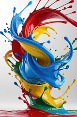 Dynamic Splash of Color: Vivid Paint in Motion with Glossy, Fluid Textures