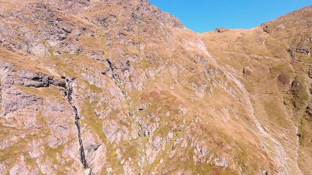 rocky mountain landscape viewed from a drone