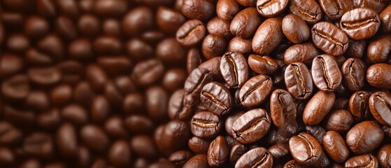 Fototapeta premium A stack of coffee beans nested upon one another, with an additional pile on top