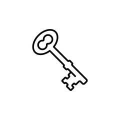 Vintage key linear icon. Line customizable illustration. Contour symbol. Vector isolated outline drawing. Editable stroke
