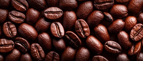 Fototapeta premium A stack of coffee beans aligned on a wooden table, adjacent to another stack