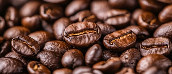  A mound of roasted coffee beans with one bean showing a taken bite from its bean hole