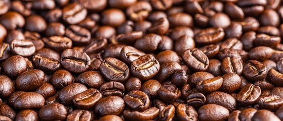  A stack of coffee beans resting atop one another, with an additional pile beneath