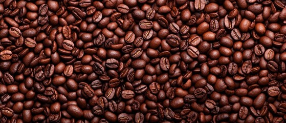 Fototapeta premium A close-up view displays a mound of coffee beans, revealing both upper and lower halves