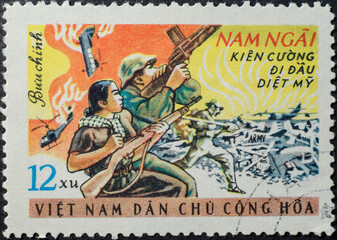 Vintage postage stamp Vietnam US War Poster
