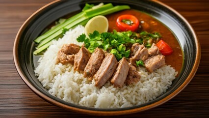  Delicious Asianinspired meal with rice meat and vegetables